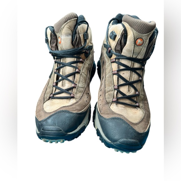 MERRELL Pulse II Goretex Mid Smoke Men's Hiking Boots size 14Tan /Black Preowned - Picture 3 of 5